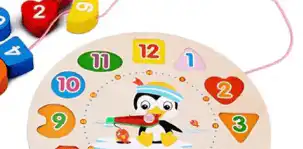 Wooden Clock Puzzles Time Learning Shape Sorting - Image 4