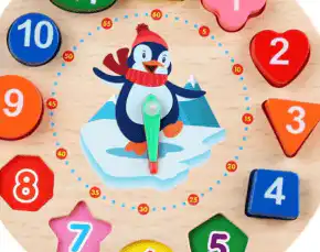 Wooden Clock Puzzles Time Learning Shape Sorting - Image 3