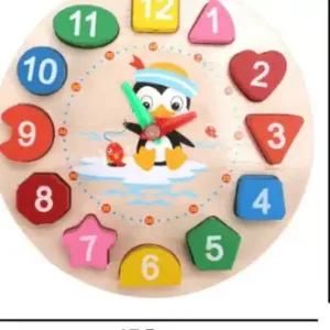 Wooden Clock Puzzles Time Learning Shape Sorting